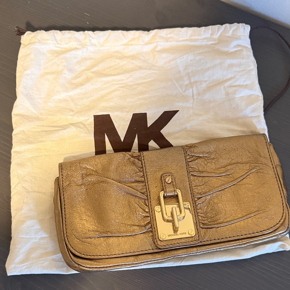 Michael Kors Metallic Gold Wristlet